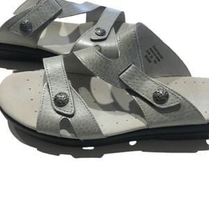 Propet St. Lucia Leather Sandals Sz 10 Silver Emu